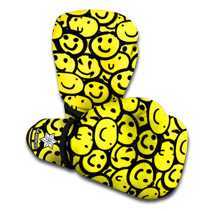 Graffiti Happy Emoji Pattern Print Boxing Gloves