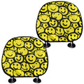 Graffiti Happy Emoji Pattern Print Car Headrest Covers