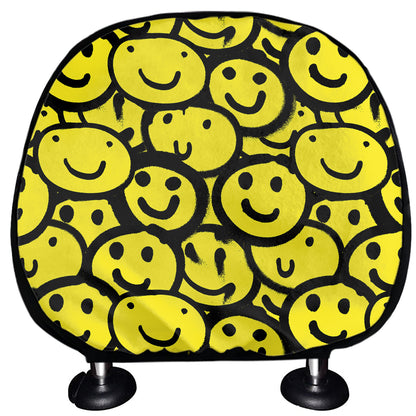 Graffiti Happy Emoji Pattern Print Car Headrest Covers