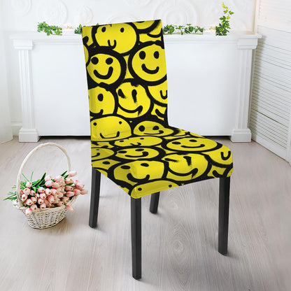 Graffiti Happy Emoji Pattern Print Dining Chair Slipcover