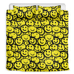 Graffiti Happy Emoji Pattern Print Duvet Cover Bedding Set
