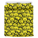 Graffiti Happy Emoji Pattern Print Duvet Cover Bedding Set