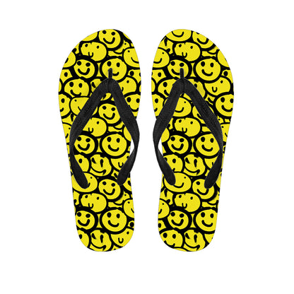 Graffiti Happy Emoji Pattern Print Flip Flops