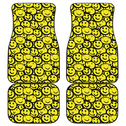 Graffiti Happy Emoji Pattern Print Front and Back Car Floor Mats