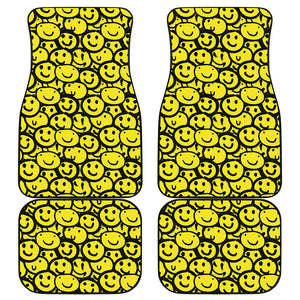 Graffiti Happy Emoji Pattern Print Front and Back Car Floor Mats