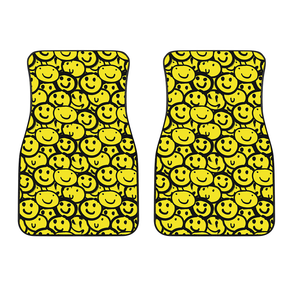 Graffiti Happy Emoji Pattern Print Front Car Floor Mats