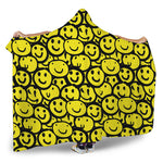 Graffiti Happy Emoji Pattern Print Hooded Blanket