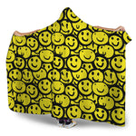 Graffiti Happy Emoji Pattern Print Hooded Blanket