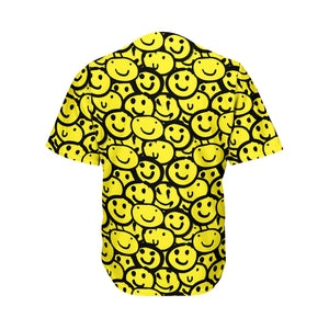 Graffiti Happy Emoji Pattern Print Men's Baseball Jersey