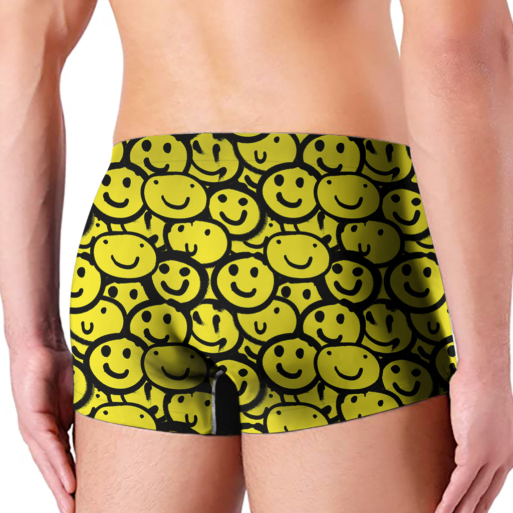 Graffiti Happy Emoji Pattern Print Men's Boxer Briefs