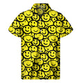 Graffiti Happy Emoji Pattern Print Men's Short Sleeve Shirt