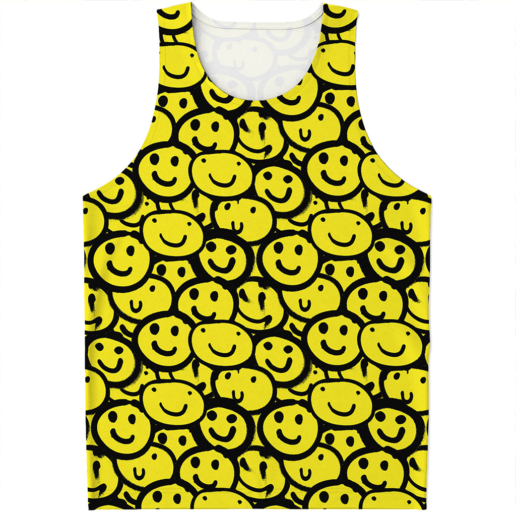 Graffiti Happy Emoji Pattern Print Men's Tank Top