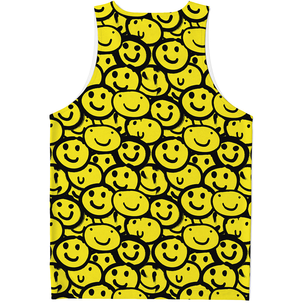 Graffiti Happy Emoji Pattern Print Men's Tank Top