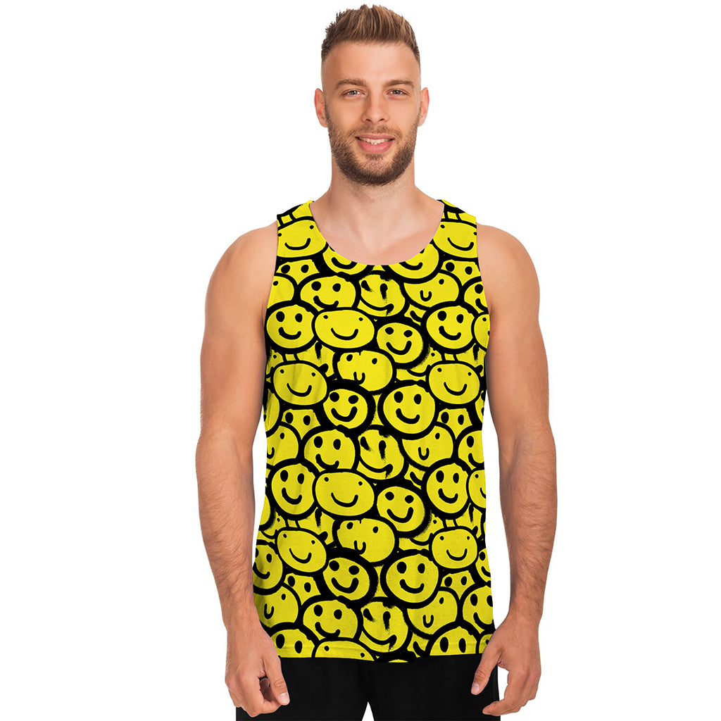 Graffiti Happy Emoji Pattern Print Men's Tank Top