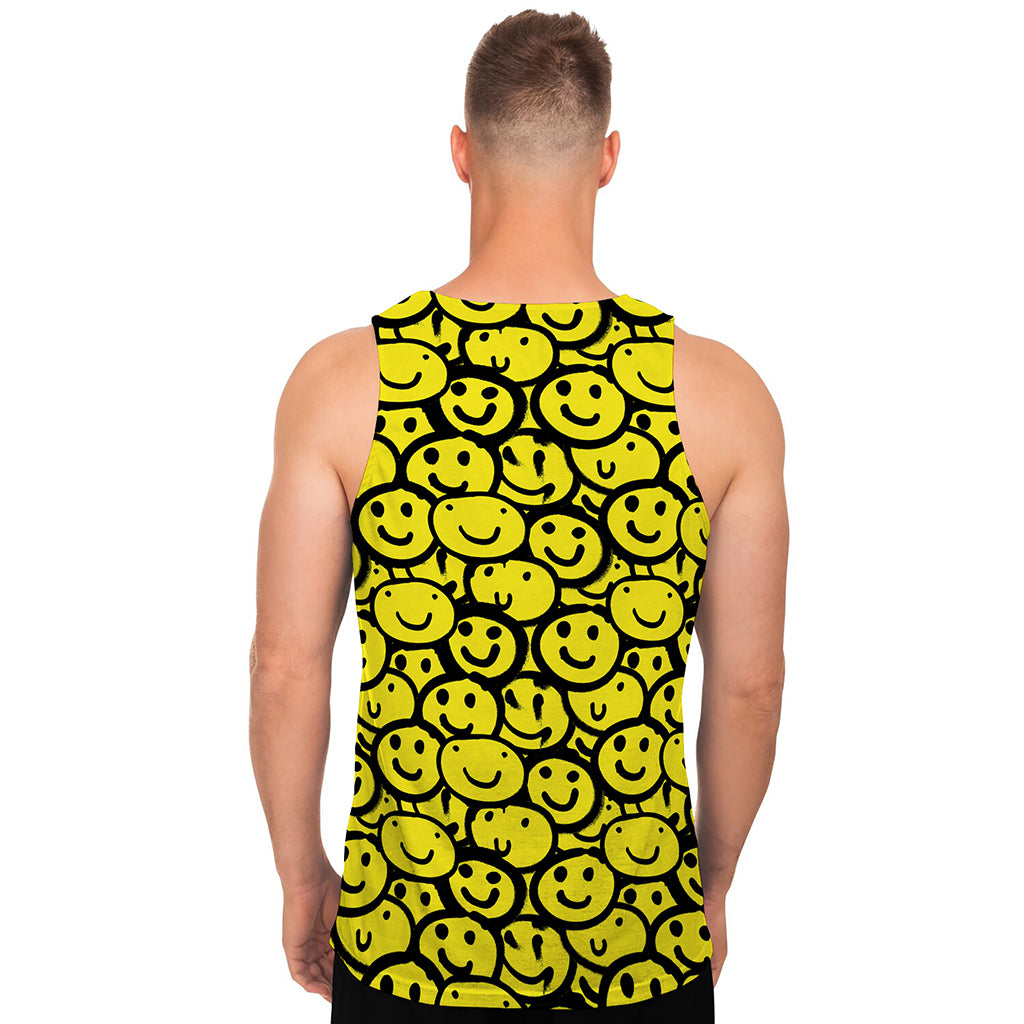 Graffiti Happy Emoji Pattern Print Men's Tank Top