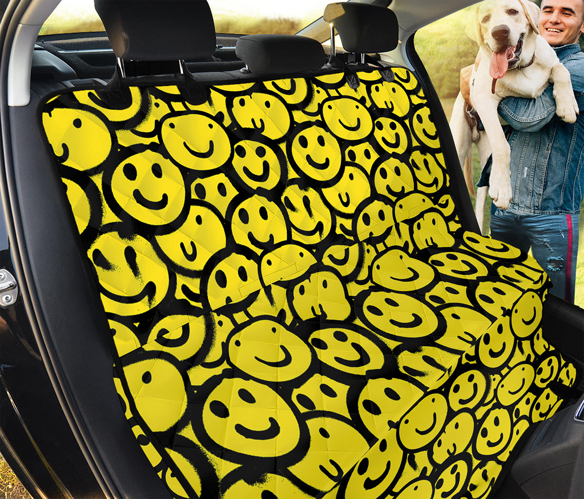 Graffiti Happy Emoji Pattern Print Pet Car Back Seat Cover