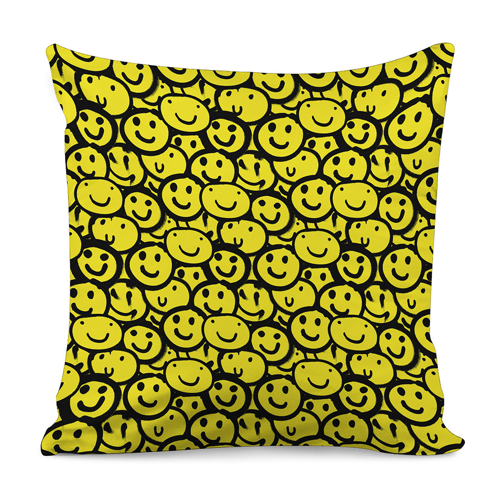 Graffiti Happy Emoji Pattern Print Pillow Cover