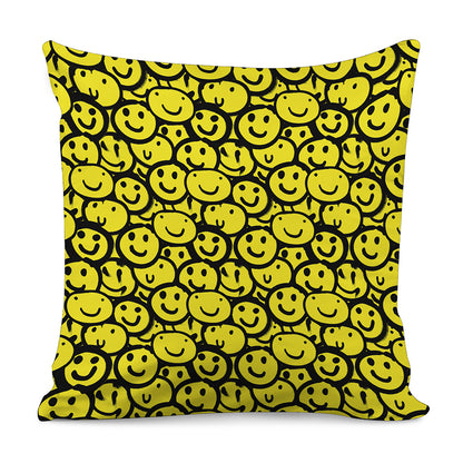 Graffiti Happy Emoji Pattern Print Pillow Cover
