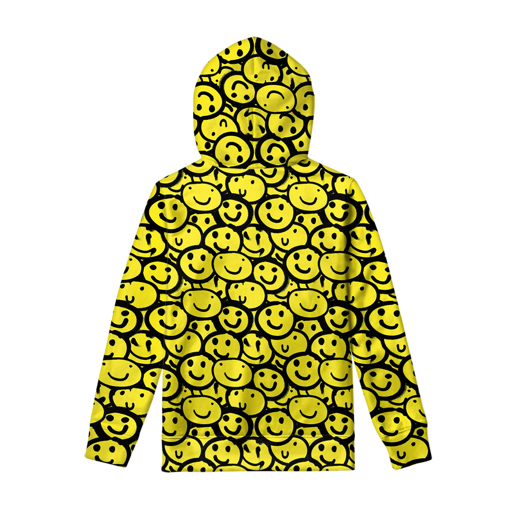 Graffiti Happy Emoji Pattern Print Pullover Hoodie