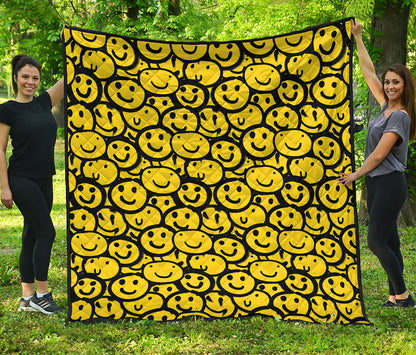 Graffiti Happy Emoji Pattern Print Quilt