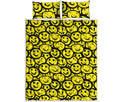 Graffiti Happy Emoji Pattern Print Quilt Bed Set