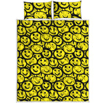 Graffiti Happy Emoji Pattern Print Quilt Bed Set