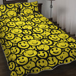 Graffiti Happy Emoji Pattern Print Quilt Bed Set