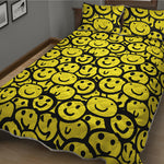 Graffiti Happy Emoji Pattern Print Quilt Bed Set