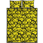 Graffiti Happy Emoji Pattern Print Quilt Bed Set