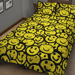 Graffiti Happy Emoji Pattern Print Quilt Bed Set