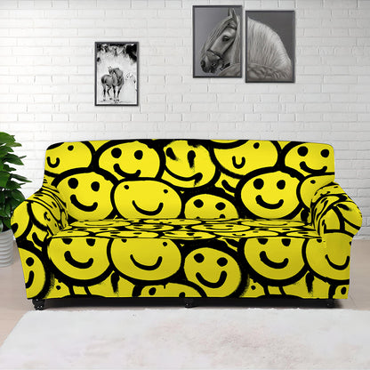 Graffiti Happy Emoji Pattern Print Sofa Cover