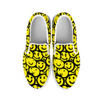 Graffiti Happy Emoji Pattern Print White Slip On Shoes