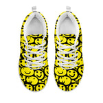 Graffiti Happy Emoji Pattern Print White Sneakers