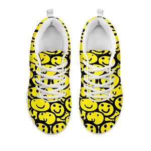 Graffiti Happy Emoji Pattern Print White Sneakers