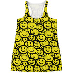 Graffiti Happy Emoji Pattern Print Women's Racerback Tank Top