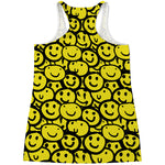 Graffiti Happy Emoji Pattern Print Women's Racerback Tank Top