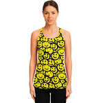 Graffiti Happy Emoji Pattern Print Women's Racerback Tank Top