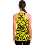 Graffiti Happy Emoji Pattern Print Women's Racerback Tank Top