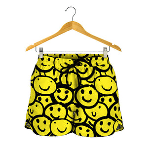 Graffiti Happy Emoji Pattern Print Women's Shorts