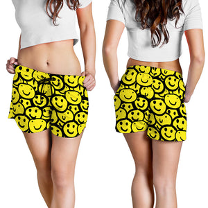 Graffiti Happy Emoji Pattern Print Women's Shorts