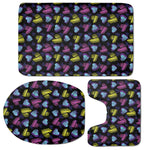 Graffiti Heart Pattern Print 3 Piece Bath Mat Set