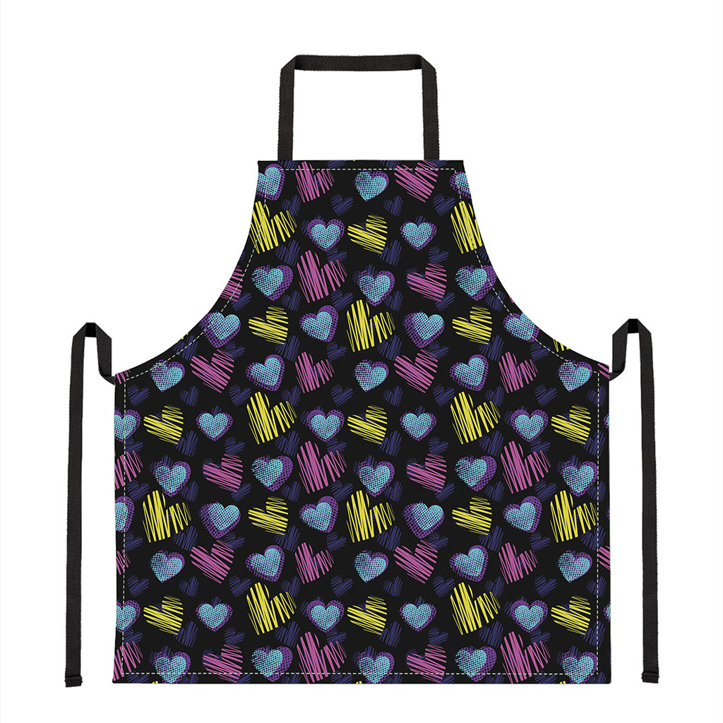 Graffiti Heart Pattern Print Apron