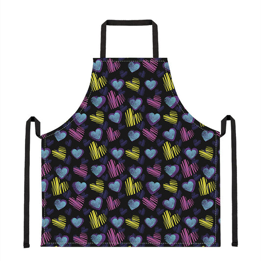 Graffiti Heart Pattern Print Apron
