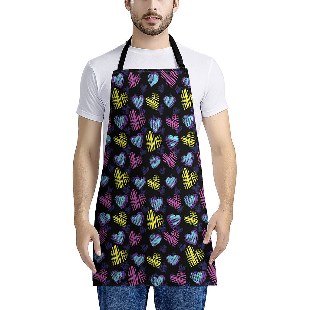 Graffiti Heart Pattern Print Apron
