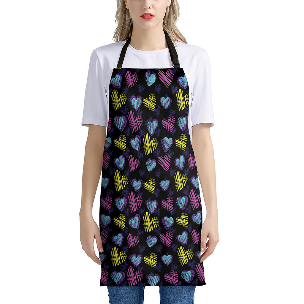 Graffiti Heart Pattern Print Apron