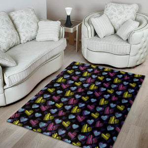 Graffiti Heart Pattern Print Area Rug