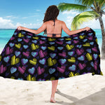 Graffiti Heart Pattern Print Beach Sarong Wrap