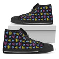 Graffiti Heart Pattern Print Black High Top Sneakers