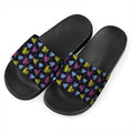 Graffiti Heart Pattern Print Black Slide Sandals