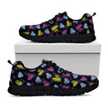 Graffiti Heart Pattern Print Black Running Shoes
